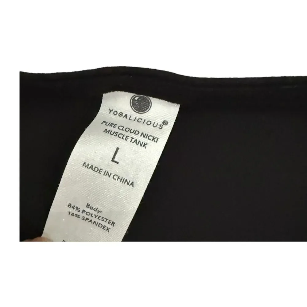 Yogalicious Women’s Black Cropped Tank Top Size Large Athleisure